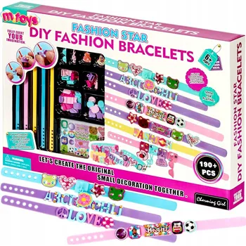 kreativní sada SADA NA VÝROBU NÁRAMKŮ, GUMIČKY, KORÁLKY, SAMOLEPKY PÍSMENA, 190 DÍLŮ
