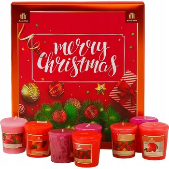 Svíčka Vonné svíčky sada 9 kusů dárková sada ovoce a květiny Vánoce