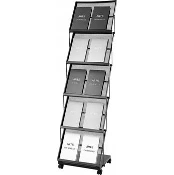 Stojan na víno VEVOR Stojan na noviny, 5 přihrádek, stojan na brožury s otočnými kolečky