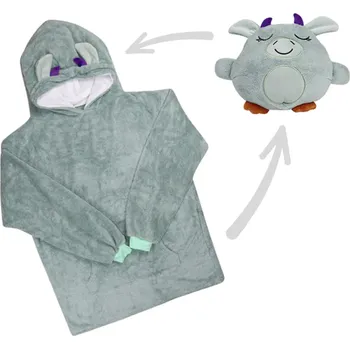 Dívčí mikina Textilomanie Dětská mikina s kapucí a plyšovým kamarádem Moogi 3v1 šedá 4-12 let