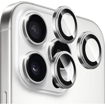 Blueo Sapphire Crystal Original sklo objektivu iPhone 16 Pro iPhone 16 Pro Max stříbrný titan