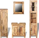 vidaXL Marketos Koupelnová skříňka se zrcadlem a 2 bočními skříněmi, mangovník