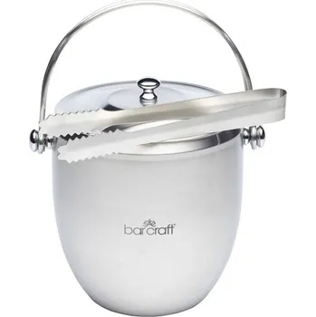 BarCraft Nerezový kyblík na led, s kleštěmi