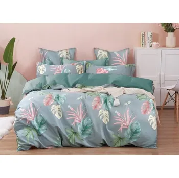 Povlečení Sada povlečení 200x220 cm s povlaky na polštáře, čistá bavlna, vzor s listy