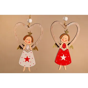 Vánoční dekorace Dřevěný andílek X356M