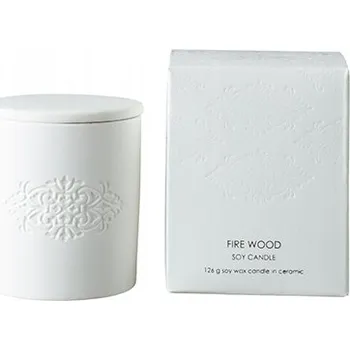 Svíčka Vonná svíčka Blanc Fire Wood, sójová, aromatická, elegantní, relaxační