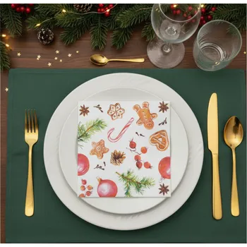 Papírový ubrousek Papírový ubrousek | DOMÁCÍ SLADKOSTI | s vánočním vzorem 20 ks 33x33 cm | 526097 Balení: 20 ubrousků