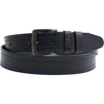 Opasek Pánský kožený opasek Black Hand 003-98 černý + modré štepování Velikost = obvod pasu (cm): 95 cm