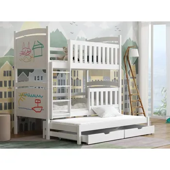 Dětská postel Patrová postel pro tři Amelia Barva dřeva: Bílá barva, Rozměry: 80x180