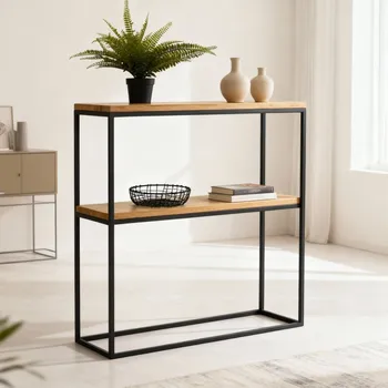 Knihovna Regál Star s masivními dubovými deskami