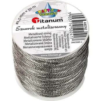 Titanum Dekorační metalizovaná šňůrka, 1,5mm, STŘÍBRNÁ, 50m/bal.