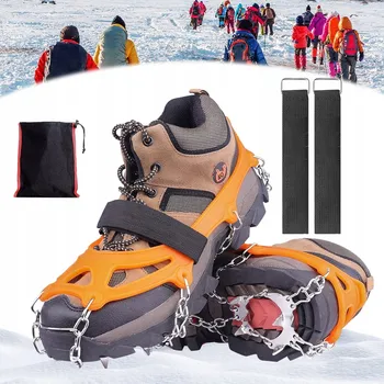 Pracovní oblečení Mačky na boty s hroty protiskluzové na sníh oranžové velikost 40-44