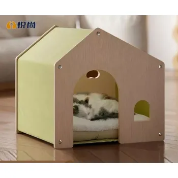 Pelíšek pro kočku Domeček pro kočky a malé psy 52 × 47 × 50 cm Zelená