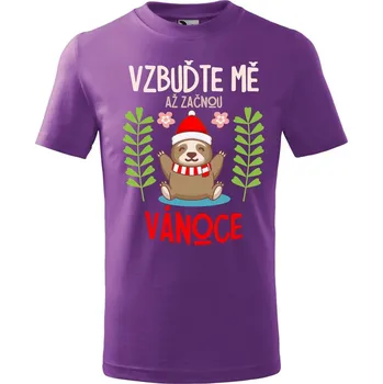 Dětské tričko s potiskem Vzbuďte mě Velikost: 134/8 let, Barva trička: Fialová