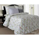 Saténové povlečení 160x200 5059/1 šedá červená zlatá mramorové květy Luxury 02 225479514