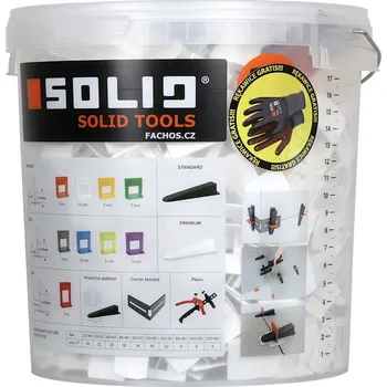 Solidos - nivelační spony v kbelíku pro dlažby tloušťky 5-15mm, 800ks Šířka spáry: 1,5mm