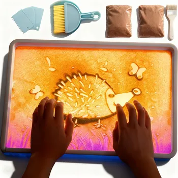 STOLEK NA MALOVÁNÍ PÍSKEM 7 BAREV LED ZÁBAVNÝ VZDĚLÁVACÍ DÁREK