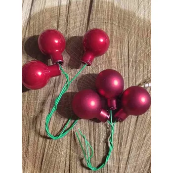 Vánoční dekorace Dekorační kuličky 20 mm s drátkem barva červenná
