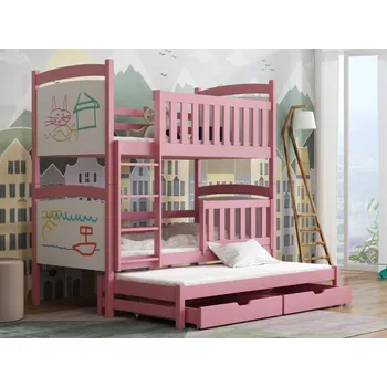 Dětská postel Patrová postel pro tři Amelia Barva dřeva: Růžová, Rozměry: 80x180