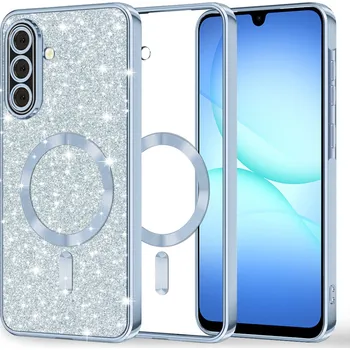 Pouzdro na mobilní telefon Techsuit Luxury Glitter MagSafe pro Samsung Galaxy A17 5G / A17 4G světle modrá
