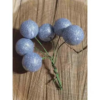 Vánoční dekorace Dekorační kuličky 18 mm s glitry a drátkem barva stříbrná