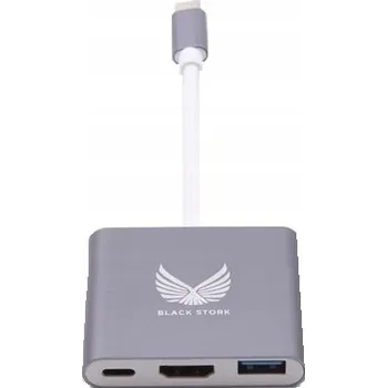 USB hub Adaptér 3v1 USB A / USB-C / HDMI - Lightning stříbrný