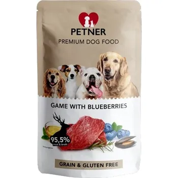 Krmivo pro psa Vlhké krmivo pro psy zvěřina s borůvkami plnohodnotné Petner 500g