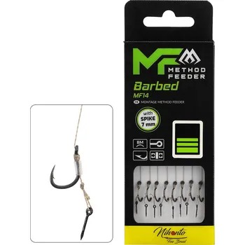 Rybářský háček Mikado Hotový Návazec MF s Trnem - Háček MF14 - 10 cm - 8 ks Velikost háčku: 12