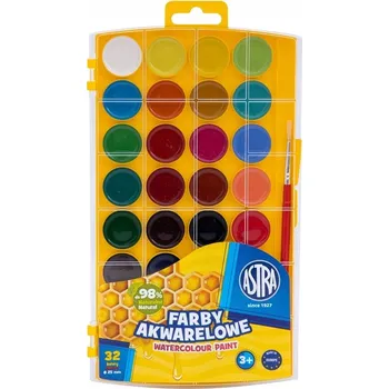 Vodová barva Astra Akvarelové barvy medové Astra 32 barev školní vodové + štětec