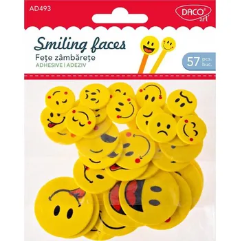 samolepka Daco Pěnoví smajlíci samolepící 57 ks