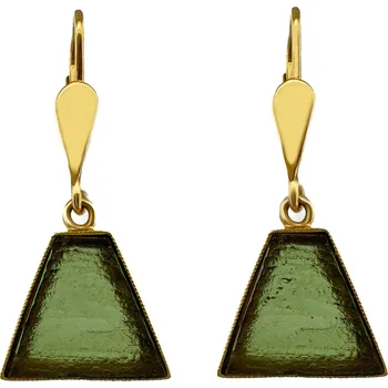 Náušnice Zlaté náušnice s vltavínem