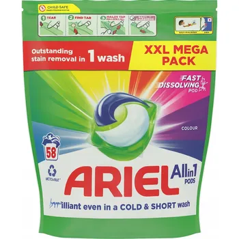 Prací prostředek Ariel All in Pods Color 58 pracích kapsle XXL balení
