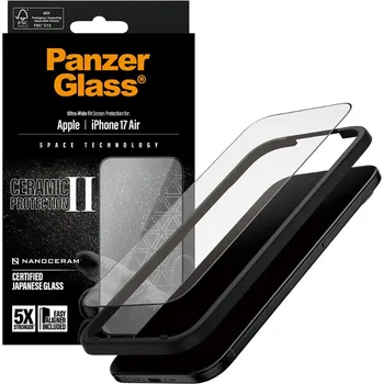 PanzerGlass Ultra-Wide Fit Ceramic II ochranné sklo s EasyAlignerem iPhone 17 Air černé
