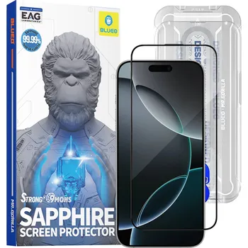 Blueo Premium Sapphire Nepraskající Poškrábání Odolné 9H Sklo iPhone 16 Pro iPhone 17 iPhone 17 Pro Černá