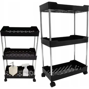 regál Koupelnový regál CoolStaff černý 22 x 40 x 64 cm