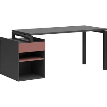 Psací stůl Rovný černý kancelářský stůl na rámu s podstavcem - Černá