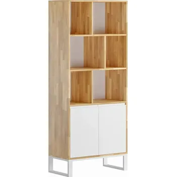 Knihovna Dřevěná knihovna s policemi na pořadače bílá - Bílá