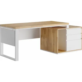 Psací stůl Psací stůl s dřevěnou deskou Loft Office Plus Right - Bílá , ANO , Vpravo (kontejner) , 200x70 cm