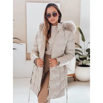 Dámská zimní bunda CASSERIE Dstreet TY4924 prošívaná s kapucí - výprodej Barva: Béžová, Velikost: S