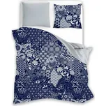 Saténové povlečení 160x200 Elegant 017 tmavě modrá šedá oboustranné rozety S 23 Faro 220423930