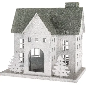 Svícen Kovový svícen Green House, 26 x 17 x 25,5 cm, 25 cm, zelená