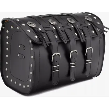 Zavazadlo na motocykl VELKÝ KOŽENÝ MOTOCYKLOVÝ KUFR S CVOČKY NA ZADNÍ NOSIČ 50CM - VEJDE SE DO NĚJ PŘILBA