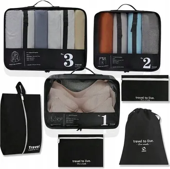 eCarla Sada 7 cestovních organizérů, sbalte si kufr přehledně, TRAVEL TO LIVE, černé