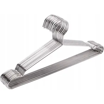 Věšák Kovové věšáky na oblečení do skříně sada 10 Ks 42 cm stříbrné, silné 3,7 mm