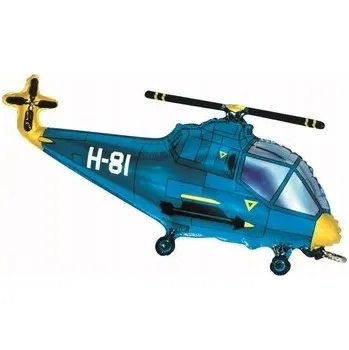 Balónek Fóliový balónek helikoptéra vrtulník modrý
