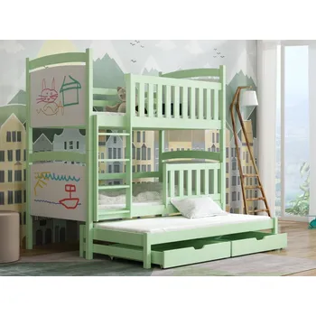 Dětská postel Patrová postel pro tři Amelia Barva dřeva: Zelená, Rozměry: 80x180