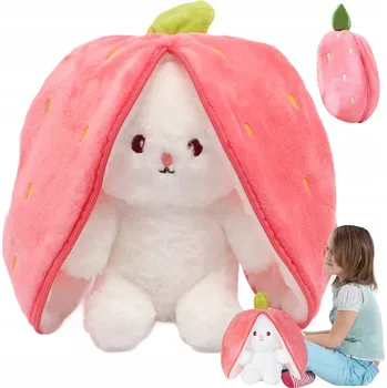 plyšák PLYŠÁK KRÁLÍK JAHODA MRKEV PLYŠOVÝ MAZLÍČEK PŘÍTULNÍČEK HRAČKA 2V1 DÁREK