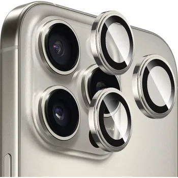 Blueo Sapphire Crystal sklo na objektiv iPhone 16 Pro iPhone 16 Pro Max přírodní titan