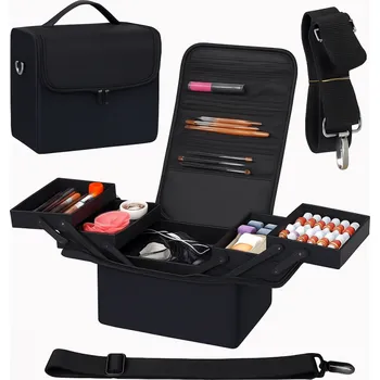 Kosmetická taška Flamenco Mystique Černá skládací kosmetická taštička, elegantní pouzdro, organizér na kosmetiku, přenosná, 25x28x20cm CB45