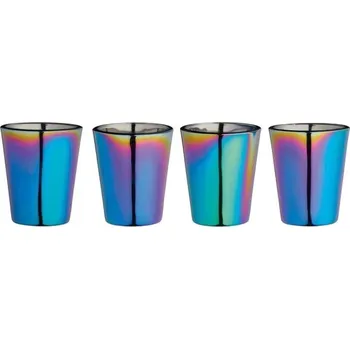 BarCraft Sada skleněných panáků s kovovým efektem, 4 ks